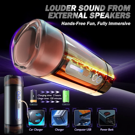 Automatic Vibrating Male Masturbation Cup Mouth Vagina Double-Head Dual Penetration Blowjob Moaning Pocket Pussy Sex Toy for Men