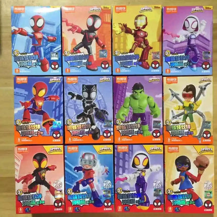 In Stock Genuine Blokees Marvel Spidey Amazing Friend Spider-Man Miles Ant-Man Anime Figure Action Figure Collection Toys Model