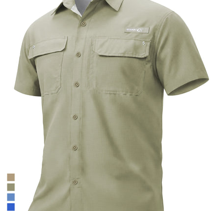 Men's Short Sleeve Shirts UPF 50+ Quick Dry Sun Protection Workout Cargo Shirts Breathable Hiking Fishing Shirts with Pockets