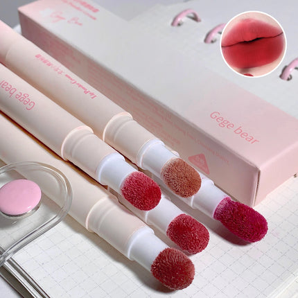 Hot Sales Gege Bear Makeup Sponge Tip Lippie Lip Powder Cream Birthday Gift Matte Non-Stick Cup Cute Lip Powder Cream Lip Mud