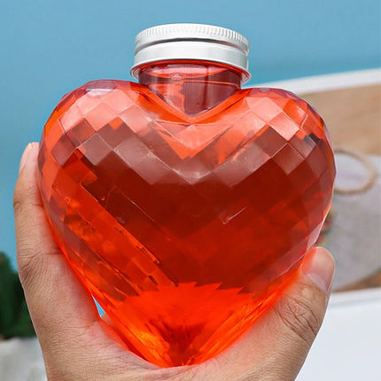 10Pcs 300ml Plastic Heart Shape Bottles For Drinks Storage Containers Drinking Water Bottles Plastic Water Bottle With Lids Caps