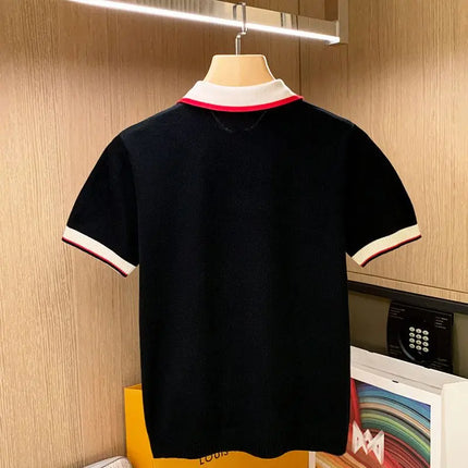 Summer Men Knitted Polo Shirts Short Sleeve Bees Embroidered Turn-down Collar T-shirts Tops Men Luxury High Standard Clothing