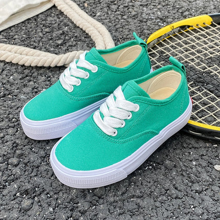 1059-1 Minimalist Style Solid Color Boys and Girls Low Top Children's Canvas Shoes Fluorescent Candy Baby Casual Board Shoes C