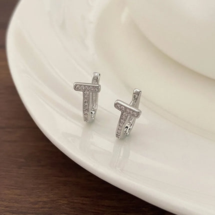 T-Shaped Zircon Ear Cuffs, Dainty Stylish Viral Design, Niche Versatile Daily Earrings, Daily/Office Versatile, Perfect Gift