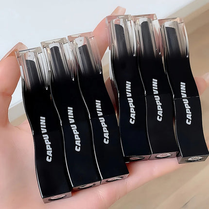 Cappuvini Red Lip Tint Black White Tube Lipstick Light Watery Lip Glaze Soft Mist Lip Gloss Moisture Lipstick 1pcs Mirror Watery