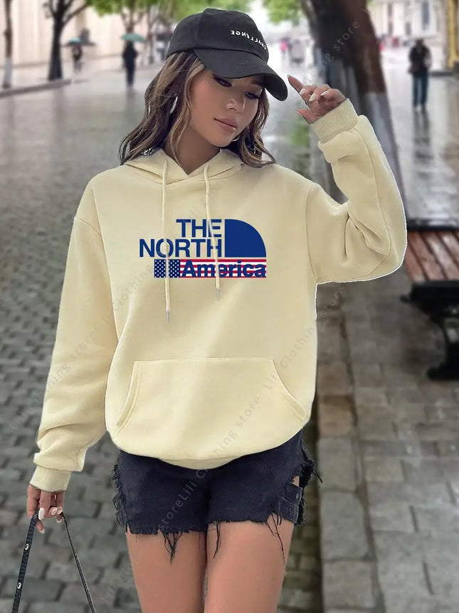 North America letter Print Hoodies Women tops Sweatshirt Aesthetic Hooded Shirt pink designer Luxury clothing Woman y2k clothes