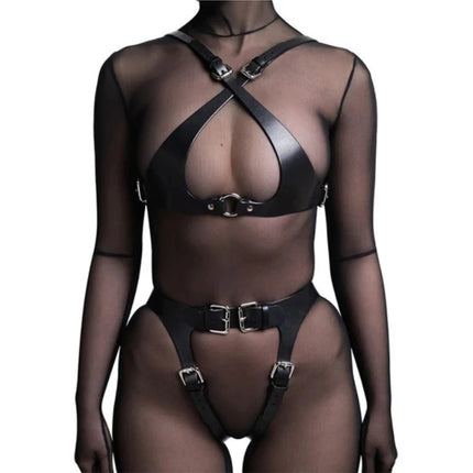 Leather Corset And G-string Underwear for Women Sexual Teasing Teaching Props Adult Wearable Set Special Use Clothing