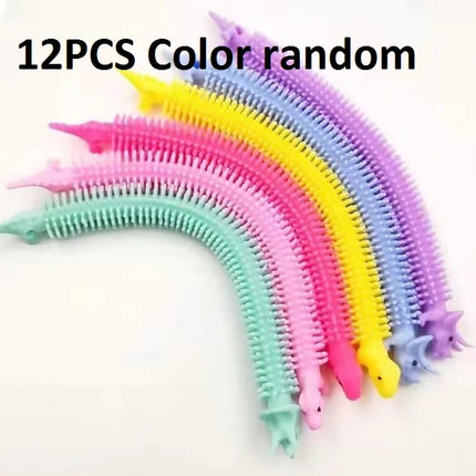 30-3PCS Funny Unicorn Pull Worm Noodle Fidget Toys Stretch String TPR Rope Anti Stress Toys String Stress Relief Autism Vent Toy
