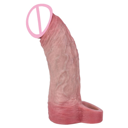 ORALSX Silicone Realistic Penis Sleeve Delay Ejaculation Sex Toys For Men Penis Enlarger Thicken Dildo Reusable Condom Cock Ring
