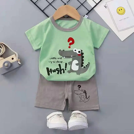 Boutique Clothing New Children's Short-sleeved Shorts Suit Summer Baby Boys Girls T-shirt Two-piece Set 0-1-2-3-4 Years Old
