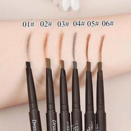 Double Ended Eyebrow Pencil Rotatable Triangle Eye Brow Pen Sweatproof Waterproof Smooth Lasting Beauty With Brush Makeup Tool
