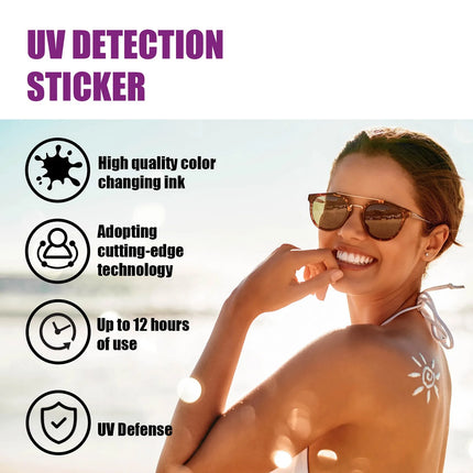 24pcs Uv Stickers Sun Patches,Outdoor UV Detection Stickers Protective Photochromic Patch Items for Summer & Beach Vacation