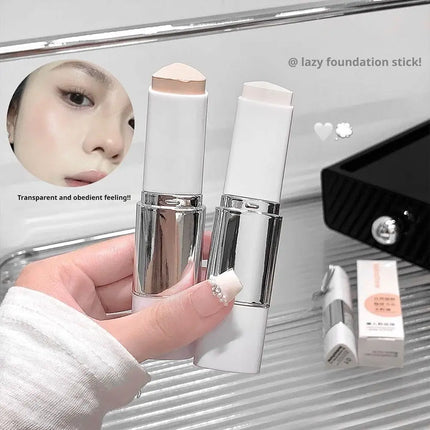 Double-Headed Foundation Stick With Brush, Moisturizing Natural Concealer Makeup,Matte Makeup Base,Rare Beauty,Long-Lasting