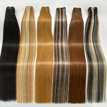 Straight 100%Human Hair Weft Bundles Extensions  Remy Natural Hair Sew In Weaves Brown Blonde Color Vietnamese Hair For Braiding