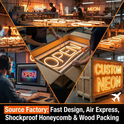 Custom LED Neon Sign Large Size Business Logo Commercial Grade Signage Restaurant Cafe Bar Office Storefront Decor Wall Light