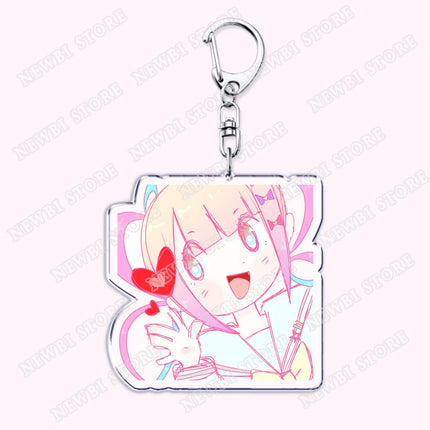 Video Game Ame Chan Keychains for Women Accessories Needy Streamer Emoji Cat Overload Girl Overdose Keyring Fans Friends Gifts