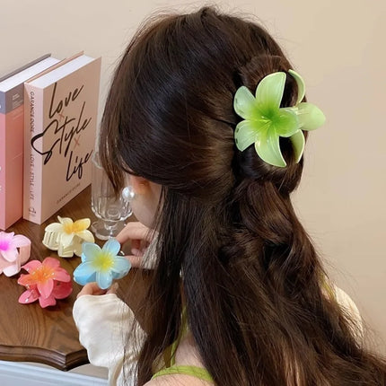 Hawaiian Gradient Hair Clips Flower Hair Claws Big Size Fashion Head Wear Hairpin for Women Girls Crab Barrette Hair Accessories