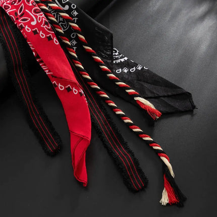 Salircon 2Styles New HipHop Ribbon Waist Pants Chain Trousers KeyChain Men Trend Handkerchief Charm Bag Pendant Keyring Jewelry