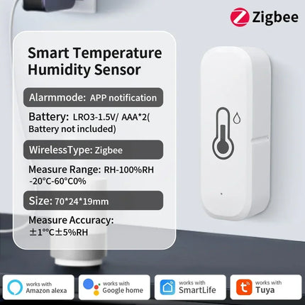 Tuya Zigbee 3.0 Smart Temperature Humidity Sensor wifi APP Remote Monitor Voice Control SmartLife APP for Alexa Yandex Alice