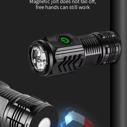 Ultra Powerful Flashlight 3Core LED Mini Tactical Flashlight USB Rechargeable High Power LED Torch With Magnet Hand Lamp Gift