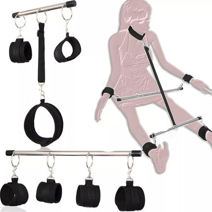 Metal Open Leg Bar Handcuffs Ankle Wrist Cuffs Restraint Shackles Bondage Set Roleplay Adult Game Sex Toys for Men Women Couples