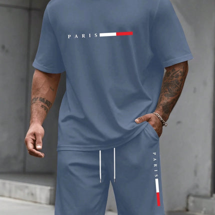 Men's Tracksuit 2 Piece O-neck Short Sleeve Shirt Shorts Set Men's Running Suit Plus Size T shirts Man Clothing Summer T-shirt