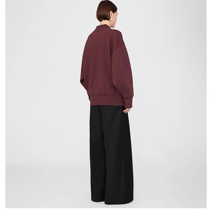 2025 Winter New North American Niche Classic Letter BING Printed Inner Fleece High Neck Loose Women's Sweatshirt