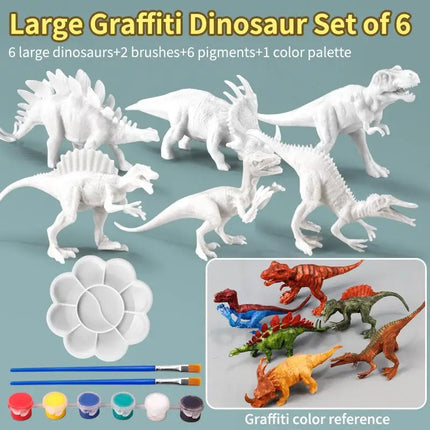 SU 1Set Children Educational Handmade Painting Colorful Dinosaur Toys DIY Painted Graffiti Dinosaur White Embryo Animals Model