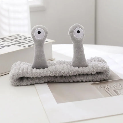 2025 New Cartoon Cross-border Funny Snail Face Wash Headband, Cute Plush Headband Suitable for Women's Face Washing and Makeup