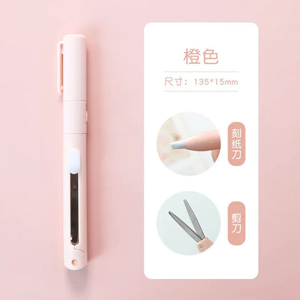 2 In 1 Multifunction Hand Account Cutting Folding Scissors Mini Engraving Knife Scissors Paper Trimming Utility Knife For Office