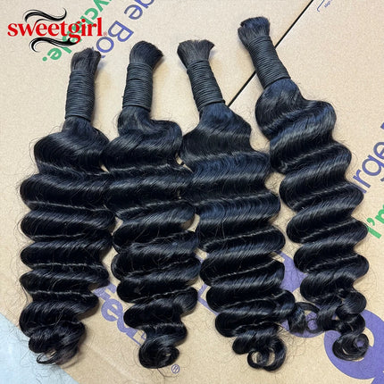Human Braiding Hair For Boho Braids Deep Wave Human Hair For Boho Braids Curly Braiding Hair 12-30 Inch Remy Hair Brazilian 12A