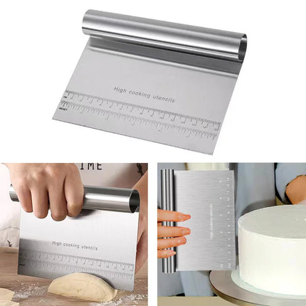 1PCS Stainless Steel Cake Scraper Dough Pastry Cutter DIY Baking Bread Separator Pizza Cutter Kitchen Measuring Cake Spatulas