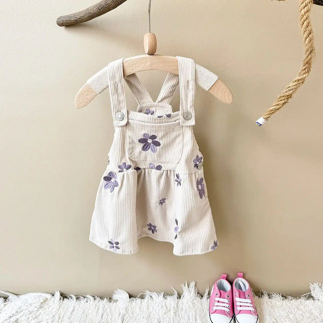 Ins Baby Clothes Girls Denim Dresses Flowers Embroidery Strap Skirt Infant Kids' Dresses One-piece Overall 2 Years Girl Clothes