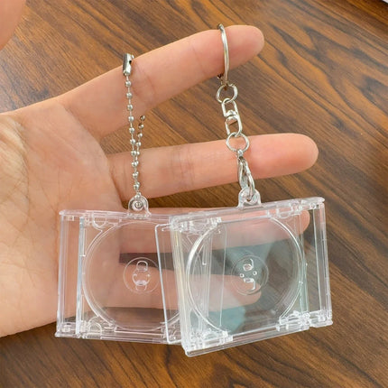 1/50pcs Clear Peripheral Commemorative Album Blank Mini CD Case Pendant For DIY Keychains Backpack Hanging Decoration Keyrings
