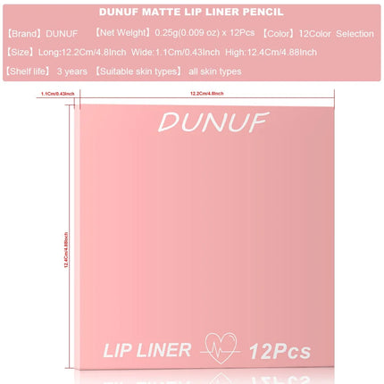 12-Pack Velvet Matte Lip Liner Pens Easy Coloring Lip Outline Pen Long-lasting Moisturizing Lip Makeup Women's Beauty Tools