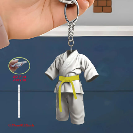 2D Karate Costume Keychain Jiu-Jitsu Themed Pendant Charms Flat Acrylic Hanging Decoration for Bags Festive Party Gift