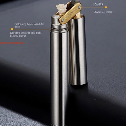 2024 New Brass Kerosene Nunchaku Lighter Windproof Mini Retro Grinding Wheel Ignition Flint Fireless Men's Smoking Toy Gift