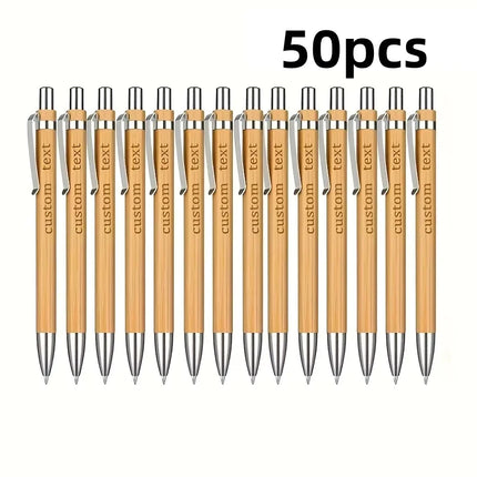20/50/110PCS Customizable Bamboo Ballpoint Pens Smooth Writing Ideal for School Teachers Offices Advertising Promotional Pens