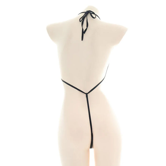 Sexy Jumpsuit Patent Leather Bikini Straps Bandage Bodysuit Beach Girl One-piece Bikini Costume Women Pajamas Lingerie Uniform