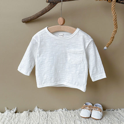 Baby Original Pocket Sports Shirt With 2025 Korean Autumn Baby Top, Children's Top Men's Top, Girls' Top