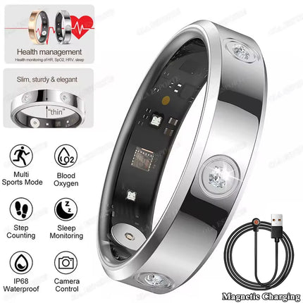 2026 New Diamond Fashion Women Smart Ring IP68 Waterproof Lady Ring Heart Rate Health Monitor Sports Pedometer Fitness Rings New