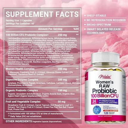 Raw Probiotics for Women - For Gut Health, Bloating Relief, Probiotics Nourish Digestion, Digestive Health
