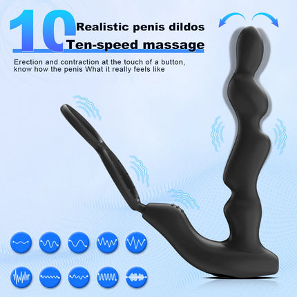 Male Prostate Massage Vibrator Wireless Control Double Ring Anal Plug Vibrator Delay Ejaculation Stimulator Sex Toys for Adult