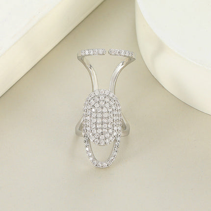 New Fashion Copper Inlaid Zircon Nail Ring INS Selling Gold Plated Manicure Joint Ring for Women Trend Party Jewelry