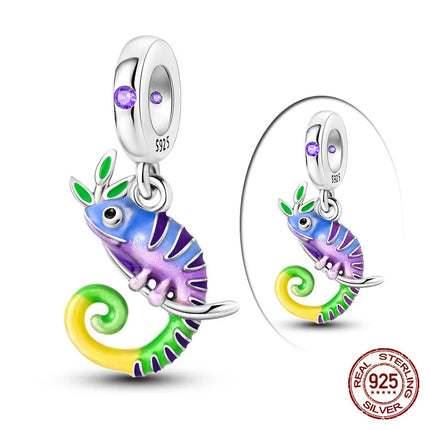 Hot Original 100% 925 Sterling Silver Chameleon Beads Firefly Charms Fit Original Bracelet DIY Jewelry Making Women's Gift