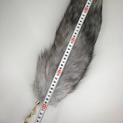 natural fox fur tail keychain furry 2024 chic y2k  beautiful accessory length 40 cm Car Keychains For Women