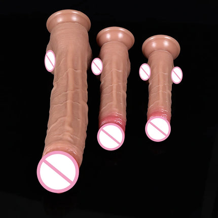 Spuer Bigger Realistic Dildos Silicone Layer Penis with Suction Cup Adult Sexy Toys for Woman Men Vagina Anal Massage Stimulator