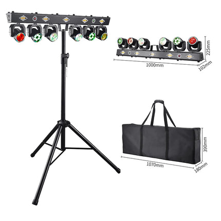 120W 6 Head Moving Head Light RGB Strobe Effect Stage Lighting DMX512 Sound Control For Party DJ Disco Show With Mobile stand