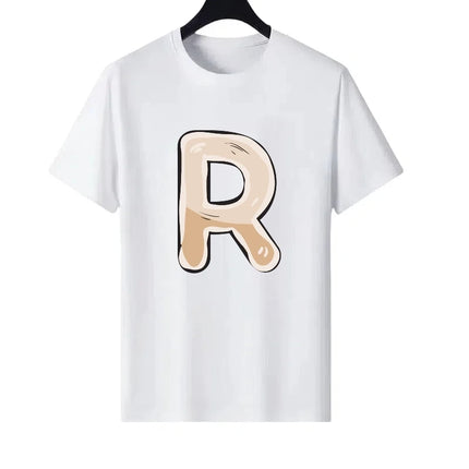 Letter Number Woman Black Summer Round Neck Parent-child Clothing Casual Tops Unisex Comfort Short Sleeves T-Shirt Men Blouses
