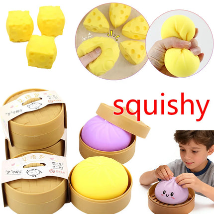Giant Squishy Dumplings Stress Relief Fidget Toy Colorful Simulation Food Steamed Stuffed Bun Dough Toys Slow-rise Squeeze Toy